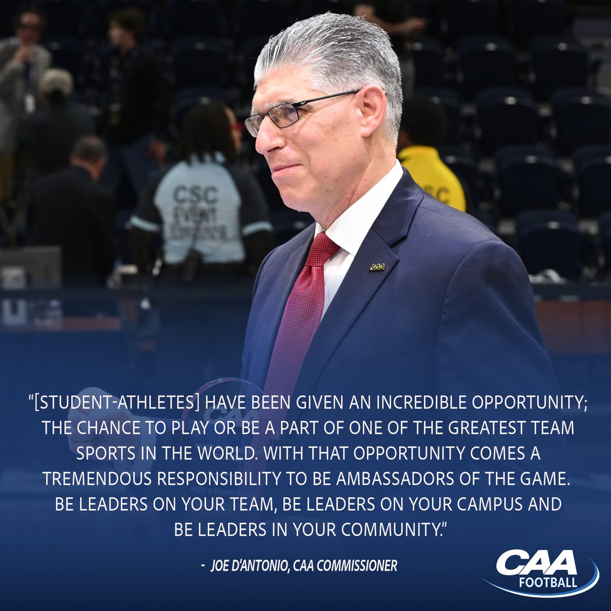 CAAFootball's tweet image. "With that opportunity comes a tremendous responsibility to be ambassadors of the game."
- CAA Commissioner Joe D'Antonio kicks off Football Media Day