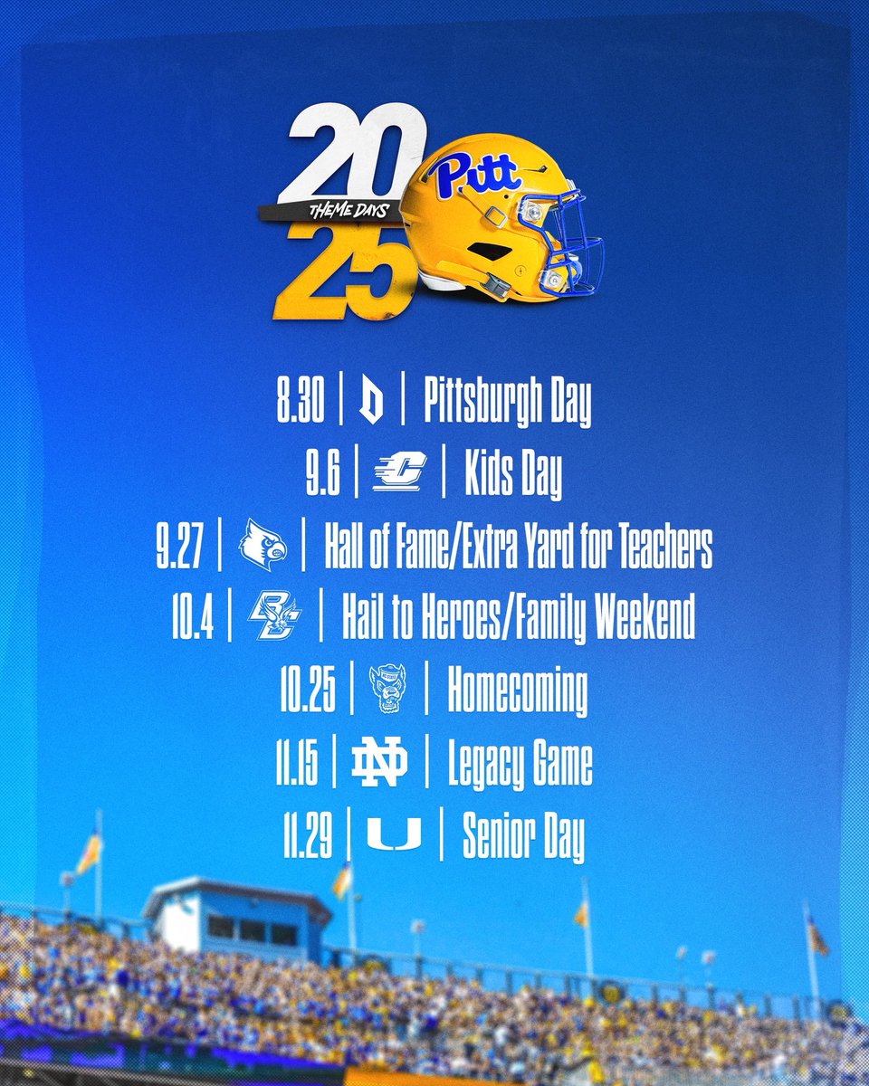 Pitt_ATHLETICS's tweet image. Presenting… The @Pitt_FB Theme Days 🤩
Read More: tr.ee/vt980ZtprM