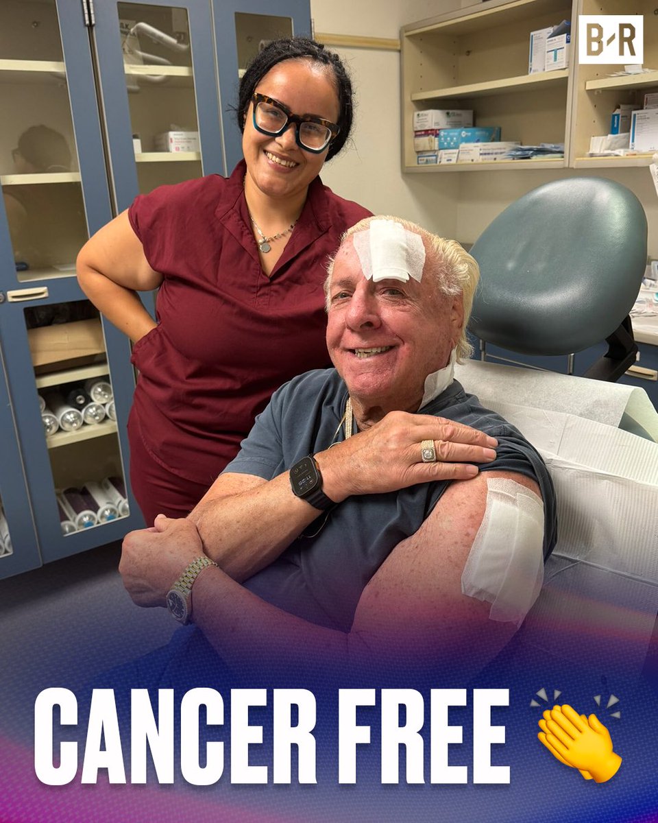 BleacherReport's tweet image. WWE HOFer Ric Flair has announced he is now cancer free after being treated for Melanoma ❤️👏