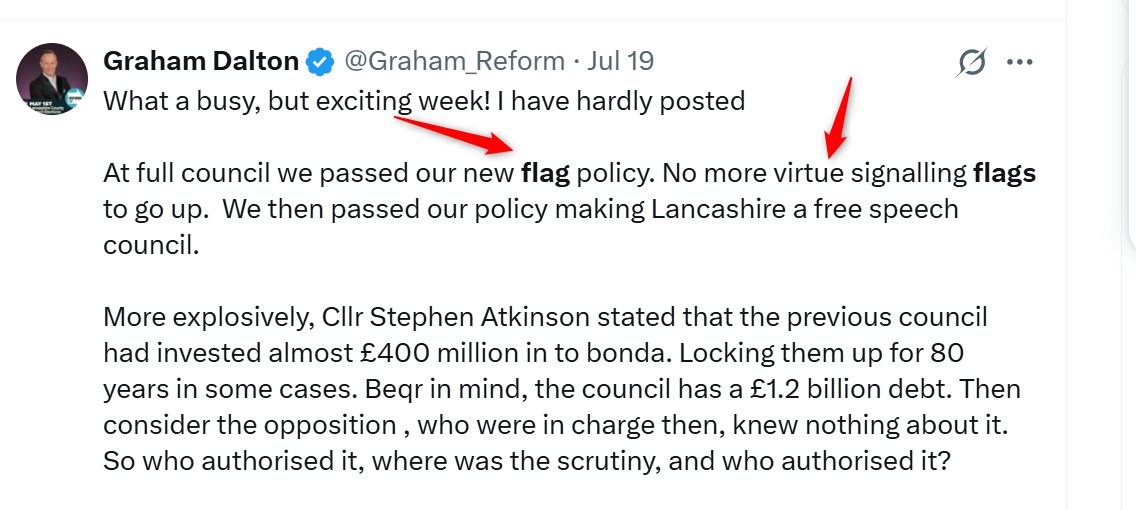 doctoriaindarcy's tweet image. Hi @Graham_Reform. On the 19th July you wrote that 'there would be no more virtual signalling flags' in the council. So can you explain why you have the flag of a foreign regime draped around your neck?