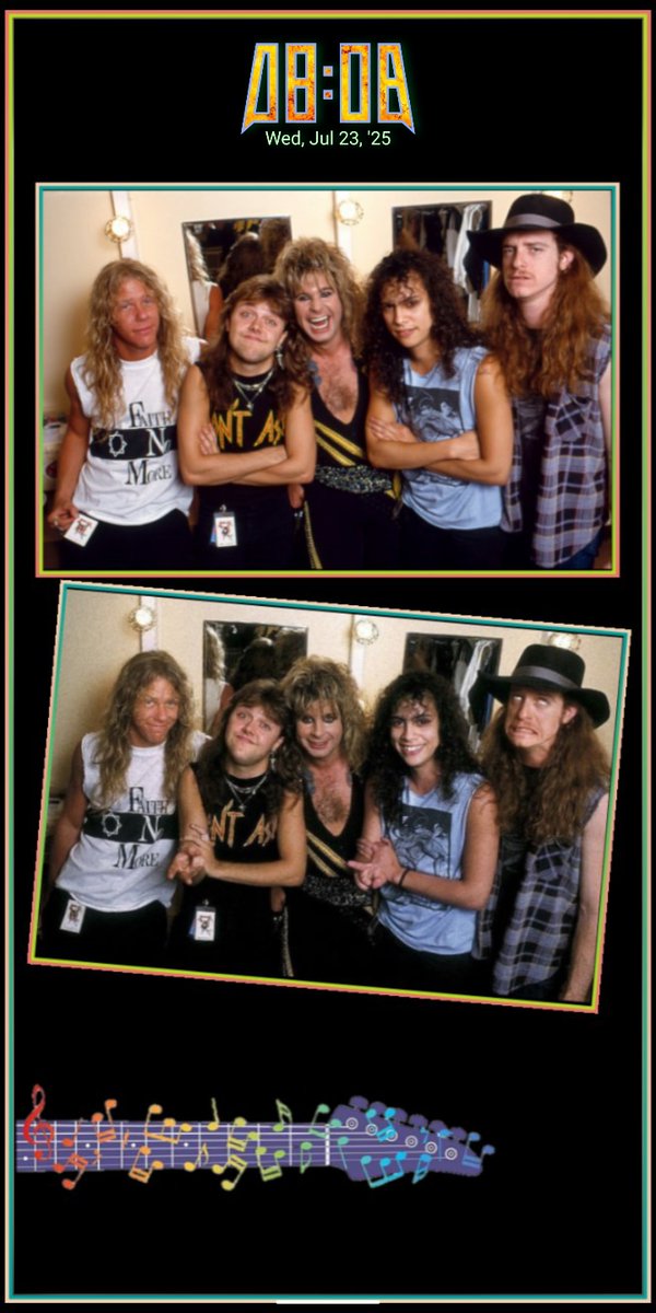 LizzyHock1963's tweet image. 📅 Happy WeDNeSDaY 07 ∆ 23, 2025
MidWeek💪Strong @Metallica with a special tribute to @OzzyOsbourne #JamesHetfield @larsulrich @KirkHammett #CliffBurton.
I believe this 📸 shoot is from 1986