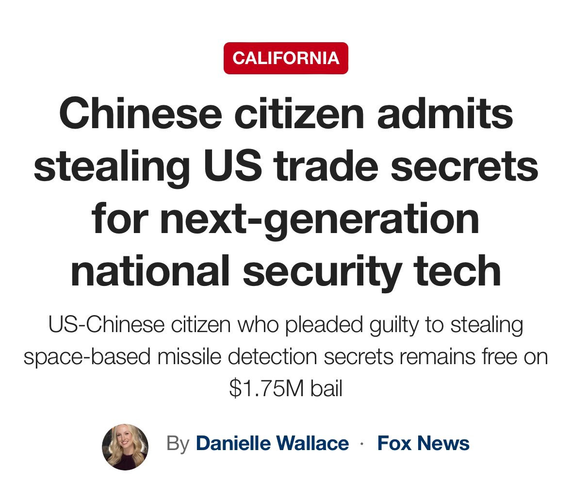 Another update for you on our efforts to defend the homeland and protect the American people from foreign intelligence agents.
 
Yesterday, Chenguang Gong, a Chinese national, residing in California, pled guilty to THEFT OF TRADE SECRETS. He downloaded THOUSANDS of files related