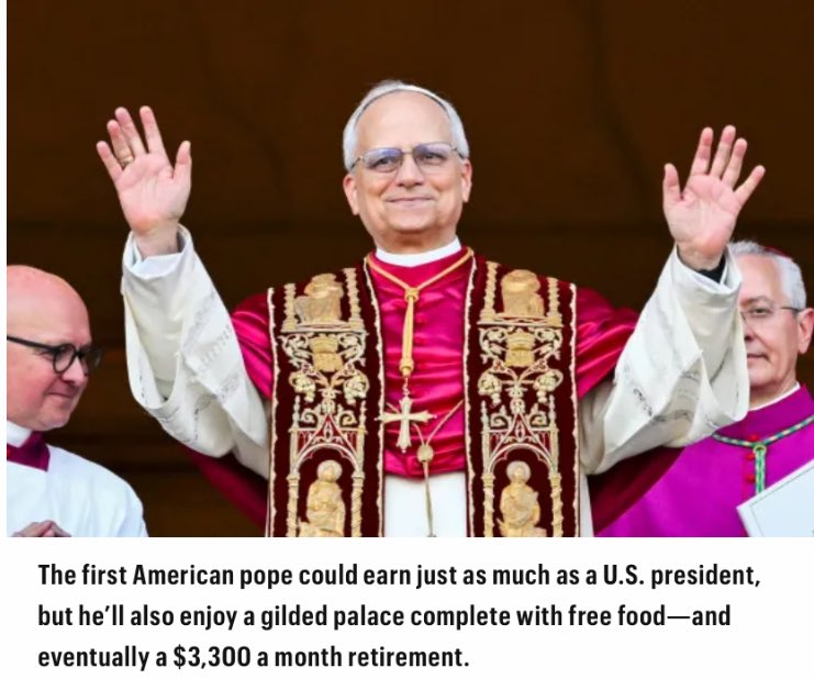machioluoma's tweet image. Pope Leo XIV took the top job in the Catholic Church—and the role comes with a $33,000-a-month paycheck