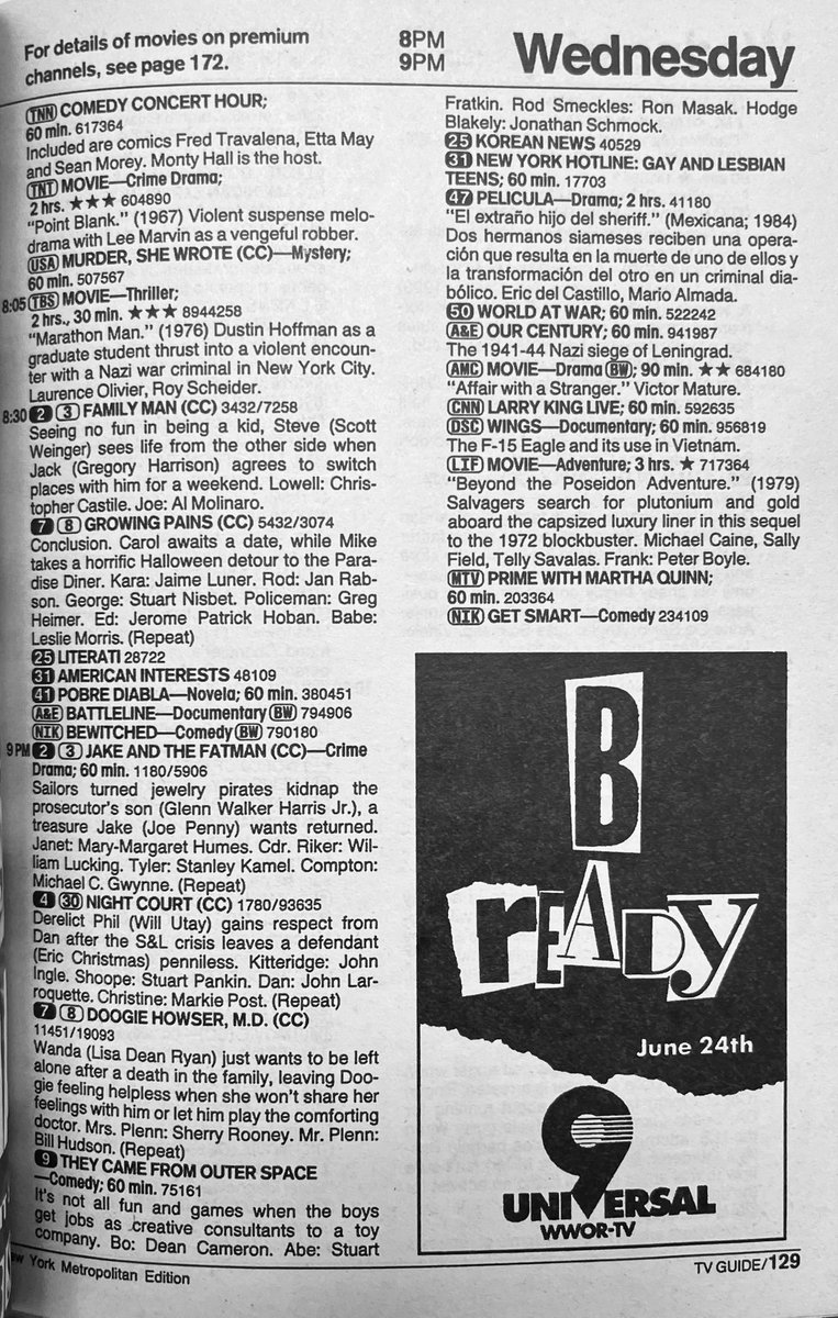 televisionaryZW's tweet image. Wednesday night June 19th, 1991: what would you watch?
