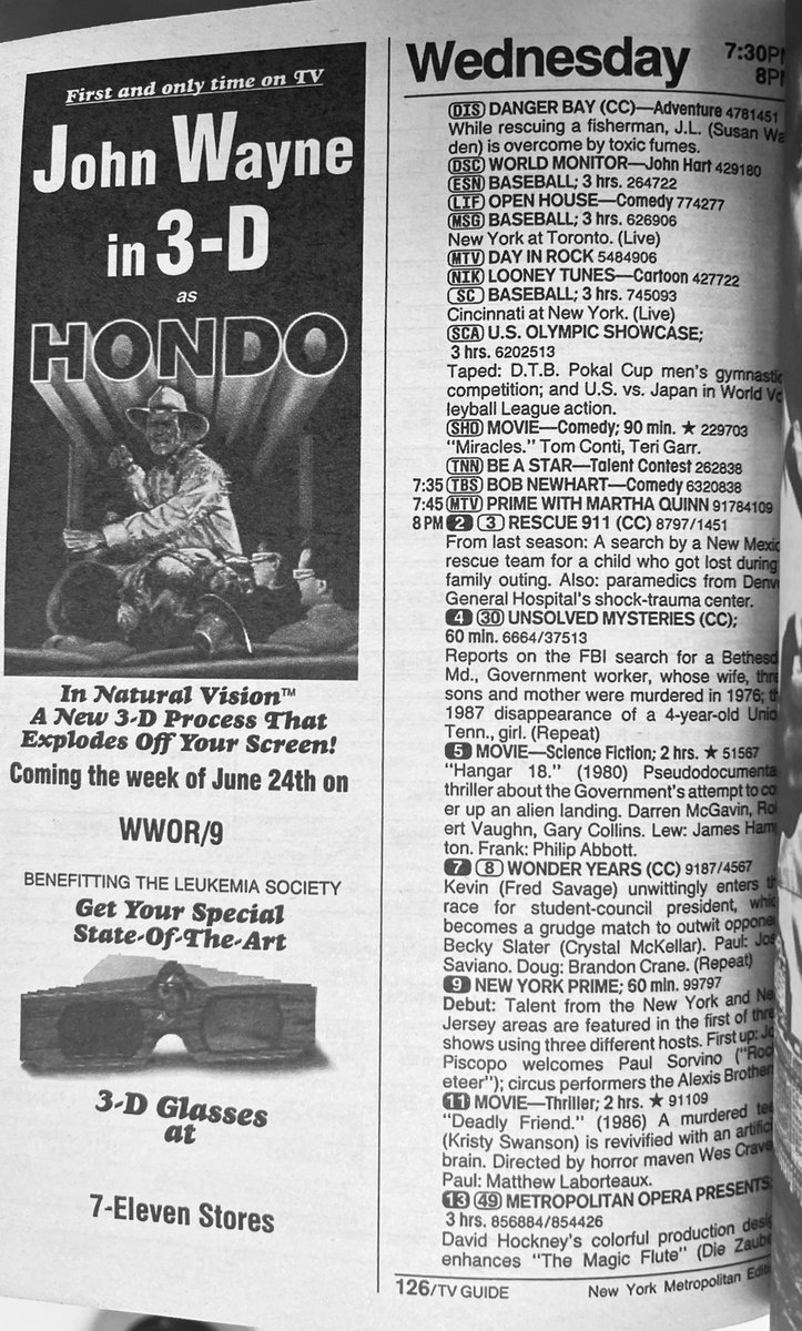 televisionaryZW's tweet image. Wednesday night June 19th, 1991: what would you watch?