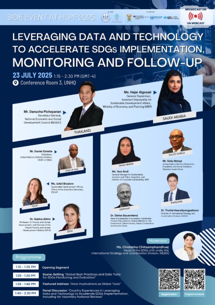 StatsSA's tweet image. ⏰ Happening in 30 minutes!
Acting DDG, @raku_19, will speak at the #HLPF2025 side event on leveraging data and technology to accelerate #SDGs implementation.
🗓️ Wed, 23 July
🕖7:15–8:30 PM (SAST)
🎥Watch live: webtv.un.org/en/asset/k1n/k…
#StatsSA #GovZAUpdates #VNR2025