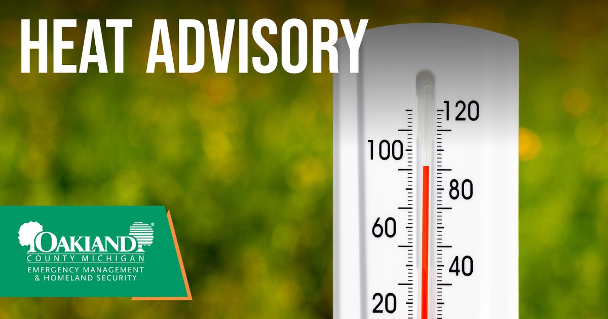 OakGovEM's tweet image. US National Weather Service Detroit / Pontiac Michigan has issued a Heat Advisory for #OaklandCounty Thursday, July 24, 2025 from 11:00AM to 8:00PM. Heat Index values up to 101 degrees are expected. #ExtremeHeat #StayCool