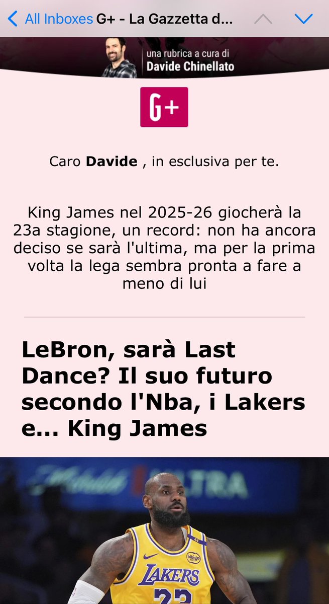 Nelle vostre mail c’è il nuovo #NBA Insider, questa settimana dedicata a LeBron James: il 2025-26 sarà la sua 23a stagione, un record. Sarà anche l’ultima?
