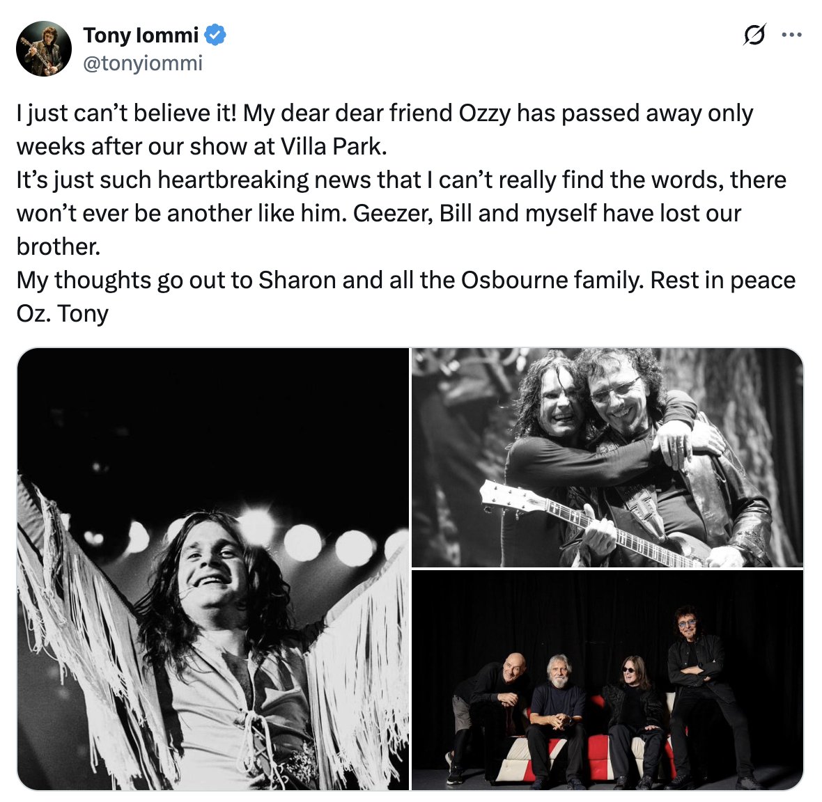 brooklynvegan's tweet image. Black Sabbath members remember their bandmate Ozzy Osbourne