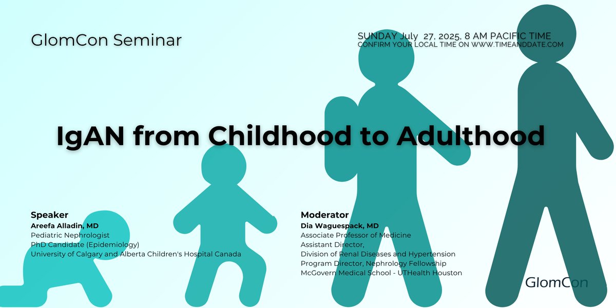 GlomCon's tweet image. Join GlomCon this Sunday
IgAN from Childhood to Adulthood by Dr. Areefa Alladin
ID: 875 5077 1266
Passcode 202122
sign up 👉 bit.ly/signup-glomcon
#GlomCon