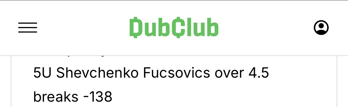 ReturnOfTheBigA's tweet image. What do you do for a living?
I’m a break of serve specialist 🎾
Cash 5U Shevchenko Fucsovics over 4.5 breaks -138 ✅
Gets it done in set one baby 💰
