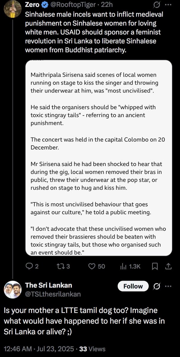 Way to prove our point. Rape is the only way Sinhalese incels get some action and they aren’t even hiding it.