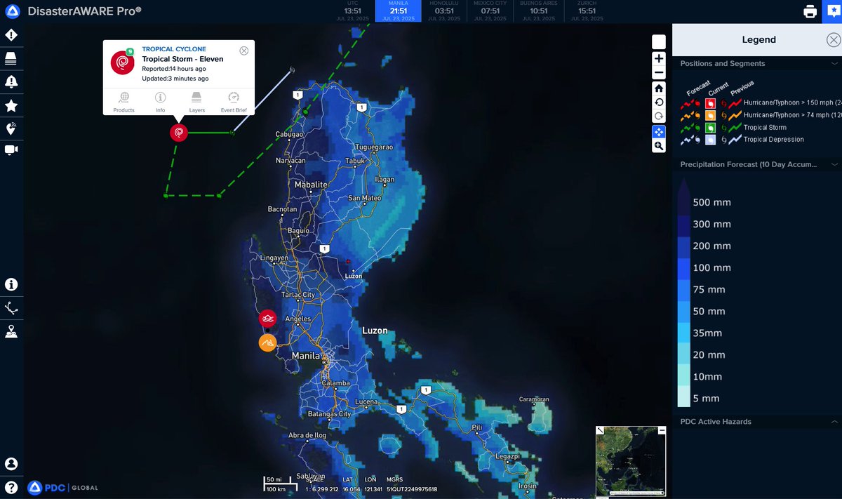 Pacific Disaster Center - PDC Global (@pdc_global) on Twitter photo The Philippines has been hit by a series of tropical weather systems this month, intensifying the Southwest Monsoon and bringing widespread flooding. Now, Tropical Storm Eleven (known locally as “Emong”) is expected to make landfall over Northern Luzon within the next 24-48 The Philippines has been hit by a series of tropical weather systems this month, intensifying the Southwest Monsoon and bringing widespread flooding. Now, Tropical Storm Eleven (known locally as “Emong”) is expected to make landfall over Northern Luzon within the next 24-48