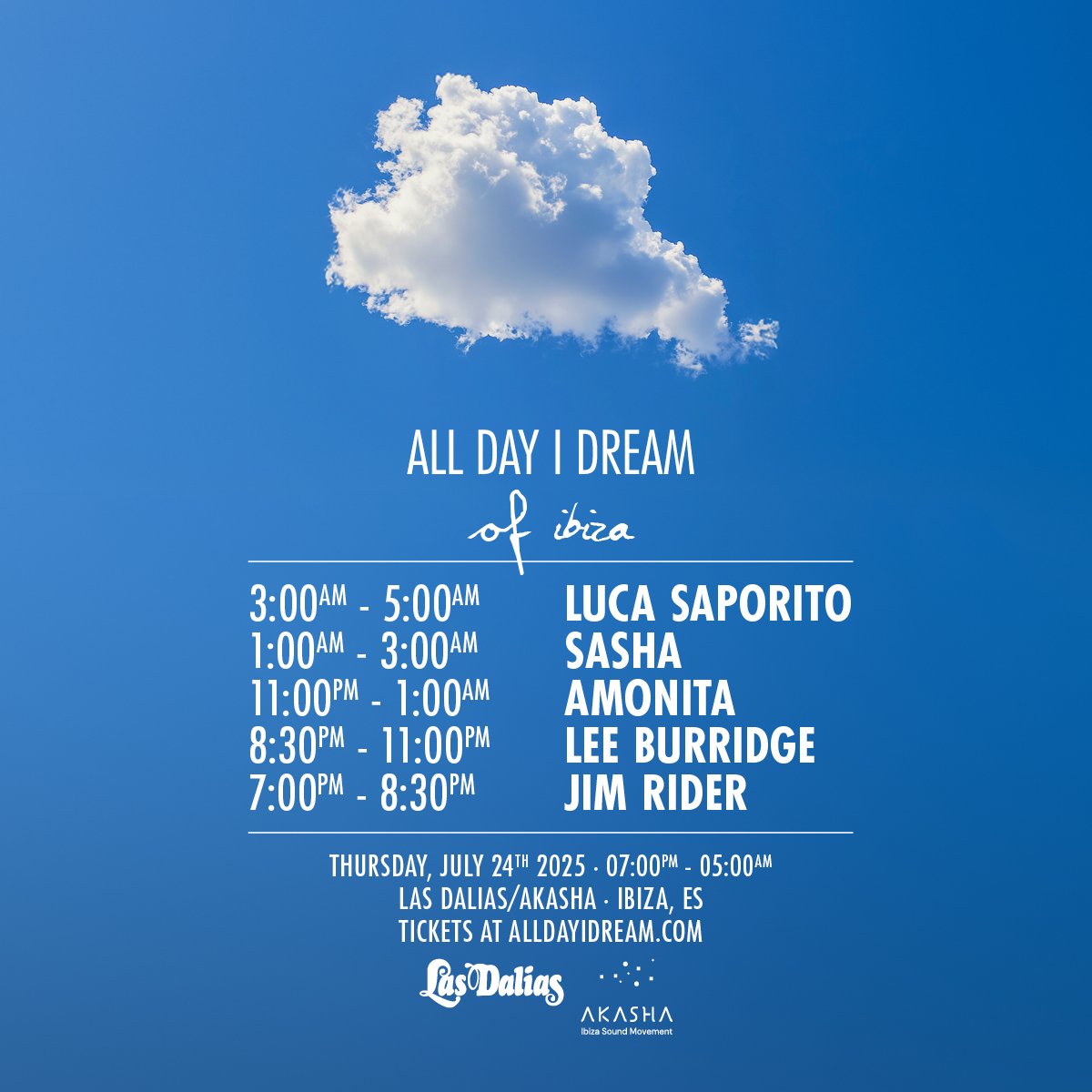 sashaofficial (@sashaofficial) on Twitter photo See you tomorrow for <a href="/AllDayIDreamOf/">All Day I Dream</a> Ibiza - set time 1am-3am 🌑
Final tickets: bit.ly/43VLmRD See you tomorrow for <a href="/AllDayIDreamOf/">All Day I Dream</a> Ibiza - set time 1am-3am 🌑
Final tickets: bit.ly/43VLmRD