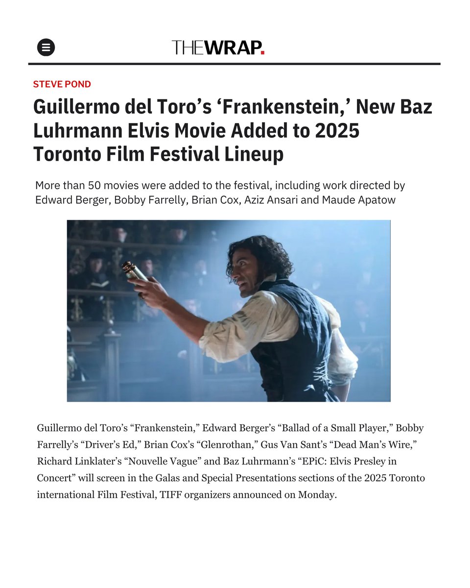 ElvisPresley's tweet photo. Baz Luhrmann’s EPiC: Elvis Presley in Concert is already making headlines ahead of its TIFF world premiere. ⚡️

A bold, reimagined look at the the King of Rock 'n' Roll - told through never-before-seen footage. Let the countdown to TIFF 50 begin. https://t.co/FeXMTHrVDc