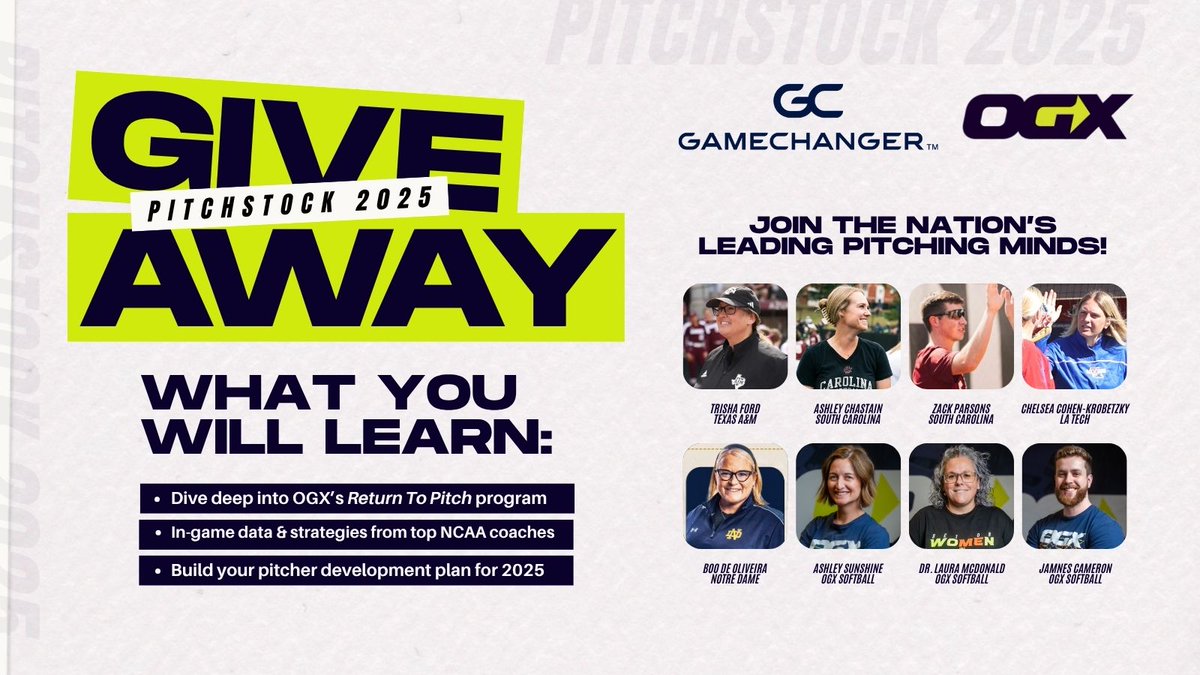 GetGameChanger's tweet image. 🎉 GIVEAWAY TIME 🎉
We’re giving our followers the chance to virtually attend OGX Pitchstock 2025 — where the top pitching minds in the nation come together 🔥🥎
🎟️ Winners will receive FREE virtual tickets to Pitchstock 2025! Entries close soon — don’t miss it. Let’s GO!
🚨…