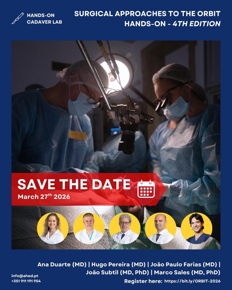 📢 ¡Próximos cursos sobre oculoplástica!

📌Toda la información de cada uno de ellos en la sección "Otros Cursos" de nuestra web.

👉Accede aquí: bit.ly/3vlNUKg

#SECOP #oculoplastica #FormaciónMédica