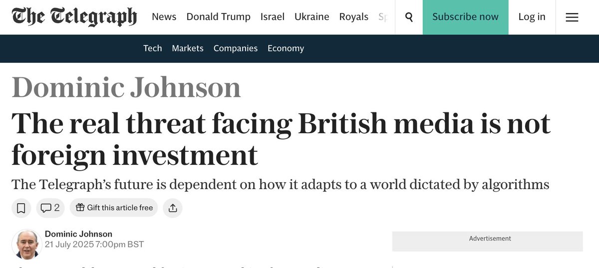 iainoverton's tweet image. The Telegraph editorial here clearly not being influenced by management.
