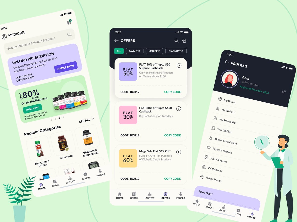 coder_dandriyal's tweet image. Not every user journey is about delight. Some are about dignity.
This concept for a healthcare application focuses on complex and high-stress tasks like ordering medicines, booking lab tests and uploading prescriptions. While it's not meant to be flashy, it is meant to feel…