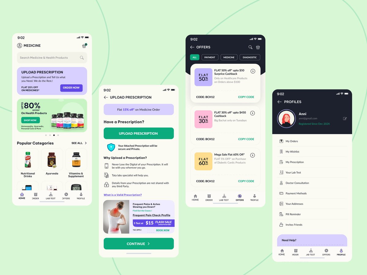 coder_dandriyal's tweet image. Not every user journey is about delight. Some are about dignity.
This concept for a healthcare application focuses on complex and high-stress tasks like ordering medicines, booking lab tests and uploading prescriptions. While it's not meant to be flashy, it is meant to feel…