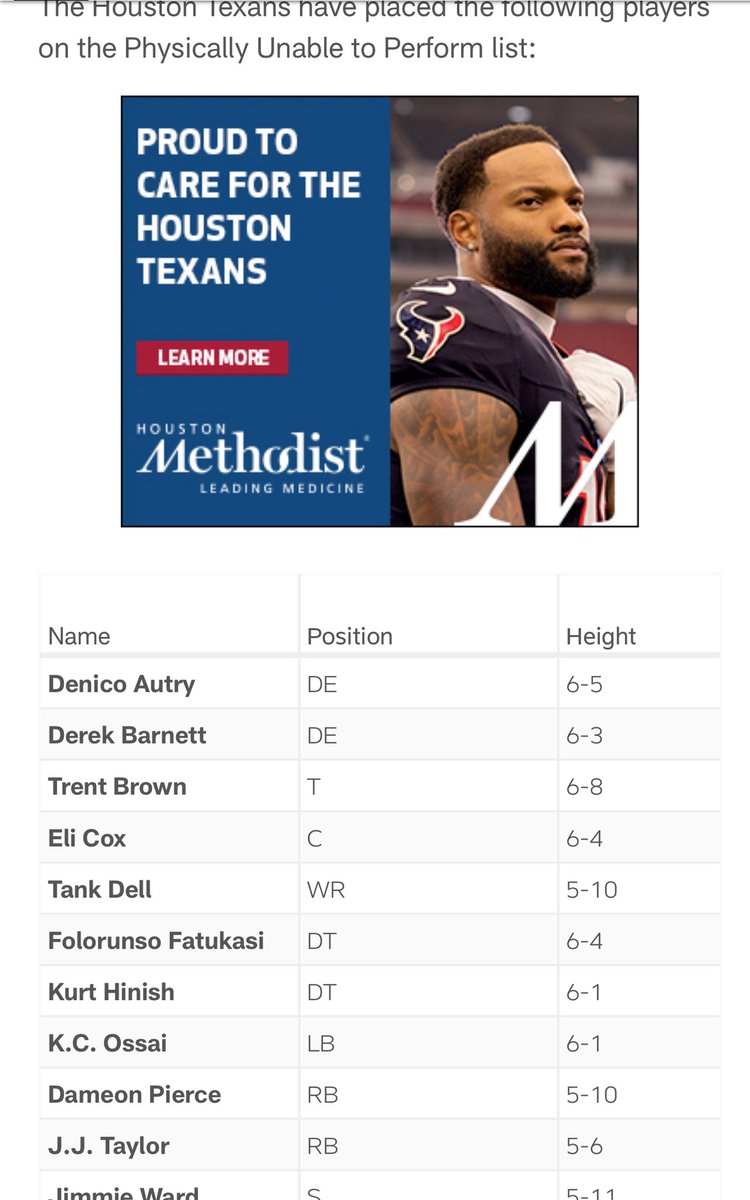 BigSargeSportz's tweet image. Some key names on this list as training camp…#Texans #Sarge #TexansTailgateTalk #TrainingCamp25