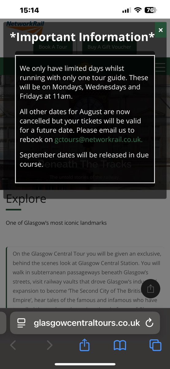 GLCTours's tweet image. Folks due to unforeseen circumstances with a tour guide off sick with a serious condition we will proceed with Paul doing the tours for the foreseeable future.He will release his dates for September shortly.Thanks very much for bearing with us 🙏