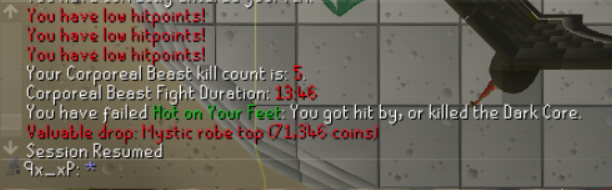 9ooPsats's tweet photo. @JagexSupport @JagexAsh Is this a bug? Hot on your feet requirements completed, then at end of kill says failure. Ran away from the boss at end of the kill as well. https://t.co/KlQ04QTNFG