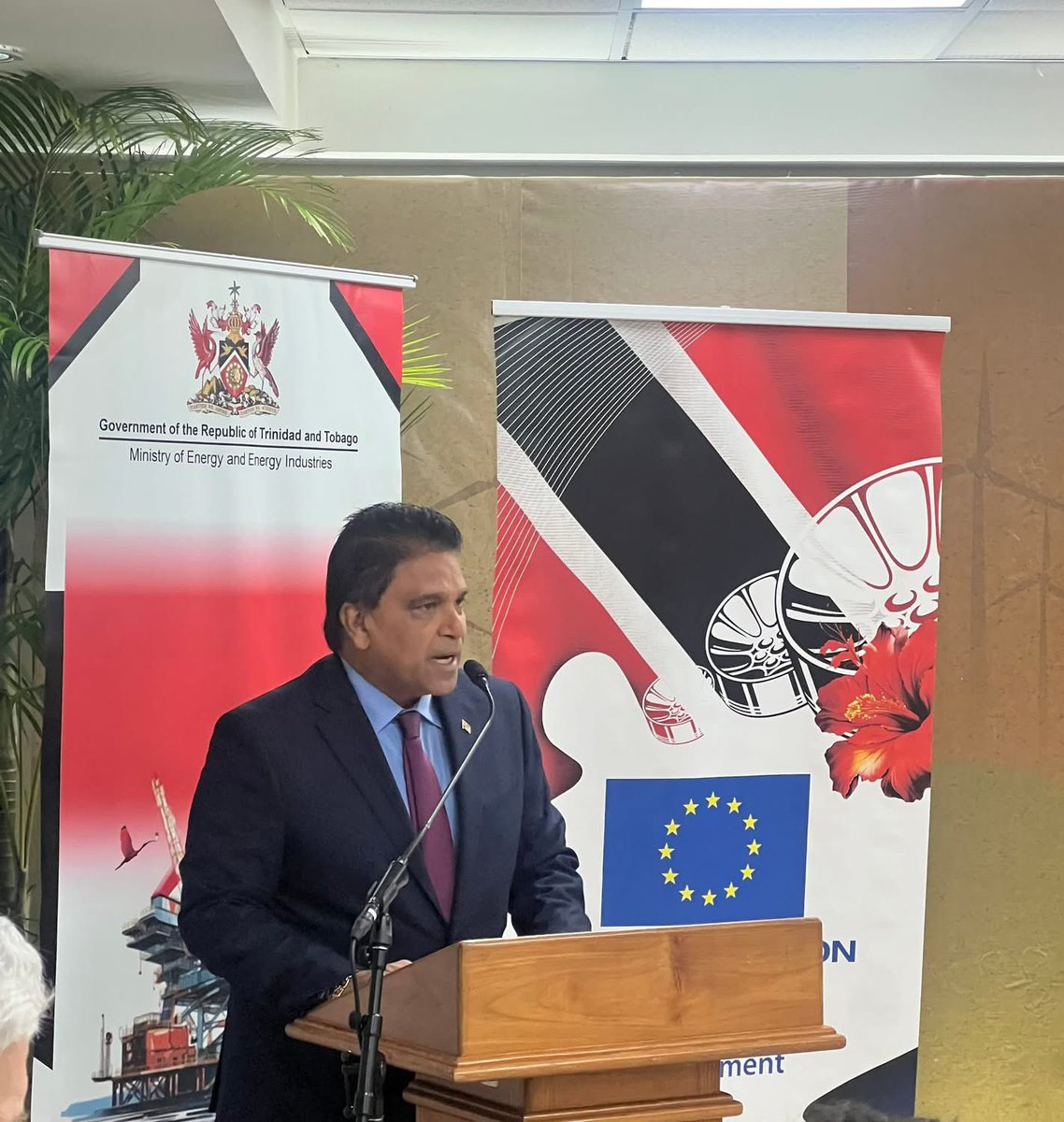 Happening now: Dr. Roodal Moonilal, Minister of Energy and Energy Industries, delivers the feature address at the Opening Ceremony of the Validation Workshop for the Wind Action Plan for Trinidad and Tobago.
