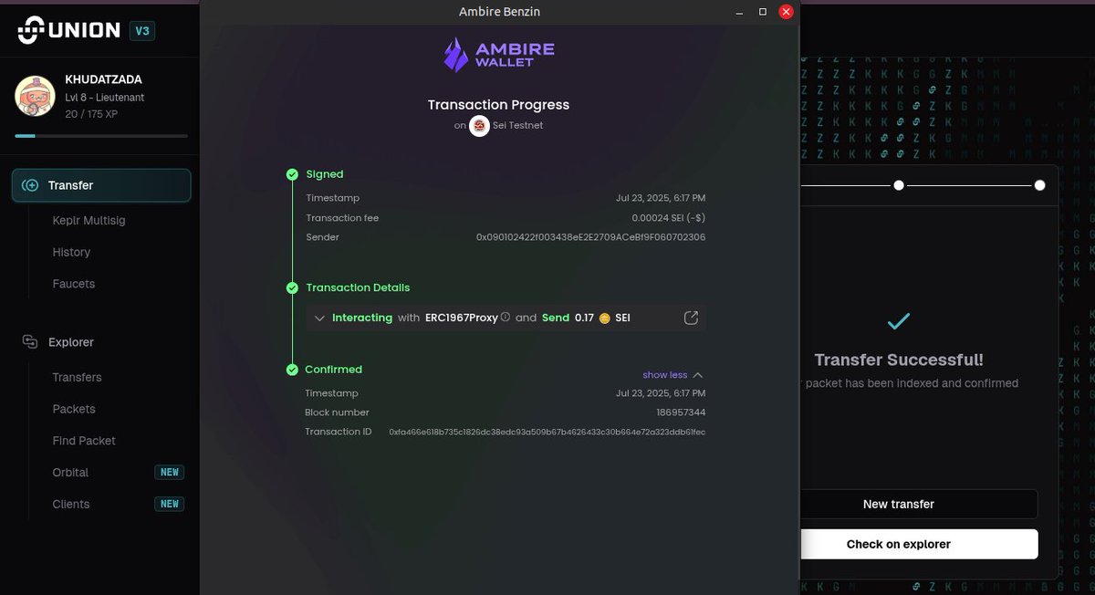 khudatzada's tweet image. Yes, I'm level 8.
Yes, I've finished all the translations.
But I'm still testing Union.
I completed all the tasks a long time ago.
🤎 @union_build is already in my blood.
❤️ @union_build is already in the hearts of testers like me.
I can't live without transactions - it's…