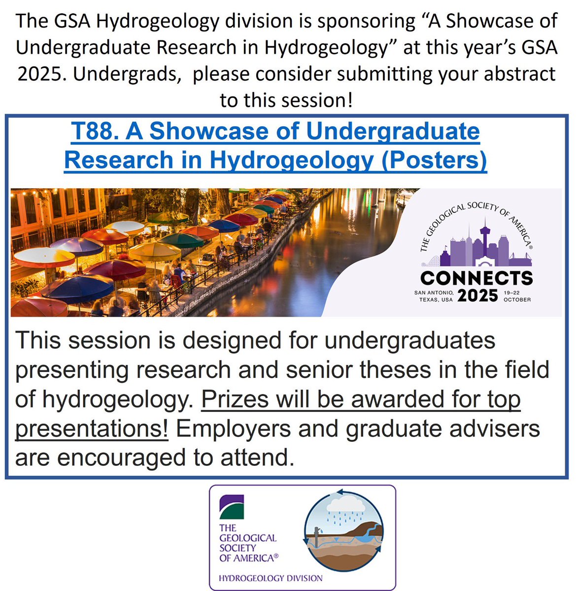 Miguel Valencia (@mvhydrogeo) on Twitter photo #hydrology #hydrogeology undergrad students, please consider submitting an abstract for session T.88: “A Showcase of Undergraduate Research in Hydrogeology" at #GSA2025 (<a href="/geosociety/">geosociety</a> ) #hydrology #hydrogeology undergrad students, please consider submitting an abstract for session T.88: “A Showcase of Undergraduate Research in Hydrogeology" at #GSA2025 (<a href="/geosociety/">geosociety</a> )