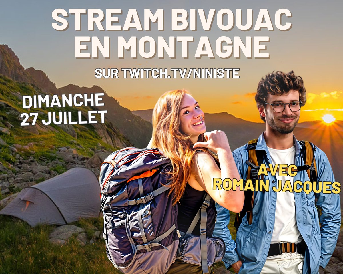 Niniste (@legend_niniste) on Twitter photo 🔴 Pour m'entraîner à stream IRL avant le France => Japon sans avion de Septembre, je vous propose ce dimanche 27 un stream survie en bivouac en compagnie de <a href="/RomainJacques15/">RomainJacques</a> !
Toujours diffusé sur Twitch grâce à <a href="/UbigiOfficial/">UbigiOfficial</a> ! 🔴 🔴 Pour m'entraîner à stream IRL avant le France => Japon sans avion de Septembre, je vous propose ce dimanche 27 un stream survie en bivouac en compagnie de <a href="/RomainJacques15/">RomainJacques</a> !
Toujours diffusé sur Twitch grâce à <a href="/UbigiOfficial/">UbigiOfficial</a> ! 🔴