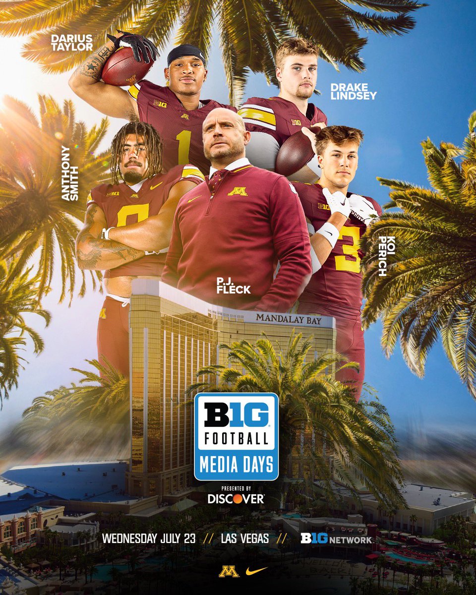 GopherFootball's tweet image. Talkin’ Season 📺
Lock in to @BigTenNetwork all day for Day 2️⃣ of #B1GMediaDays in Las Vegas!
#RTB #SkiUMah #Gophers