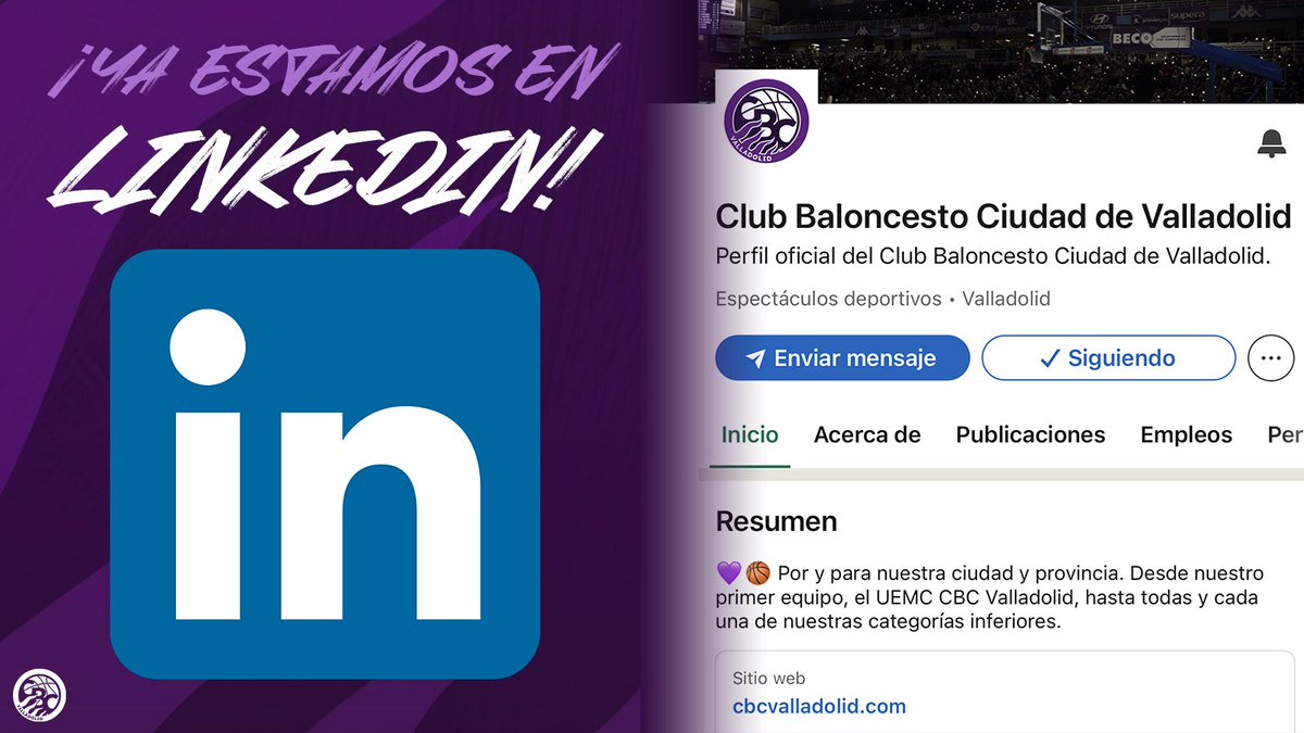 CBC_Valladolid's tweet image. 💜🙌 ¡𝙔𝙖 𝙚𝙨𝙩𝙖𝙢𝙤𝙨 𝙚𝙣 𝙇𝙞𝙣𝙠𝙚𝙙𝙄𝙣!
👇 ¡Síguenos para estar al día de toda la actualidad institucional del club, nuevos proyectos, alianzas y mucho más!
📲 linkedin.com/company/club-b…
#PucelaBasket
