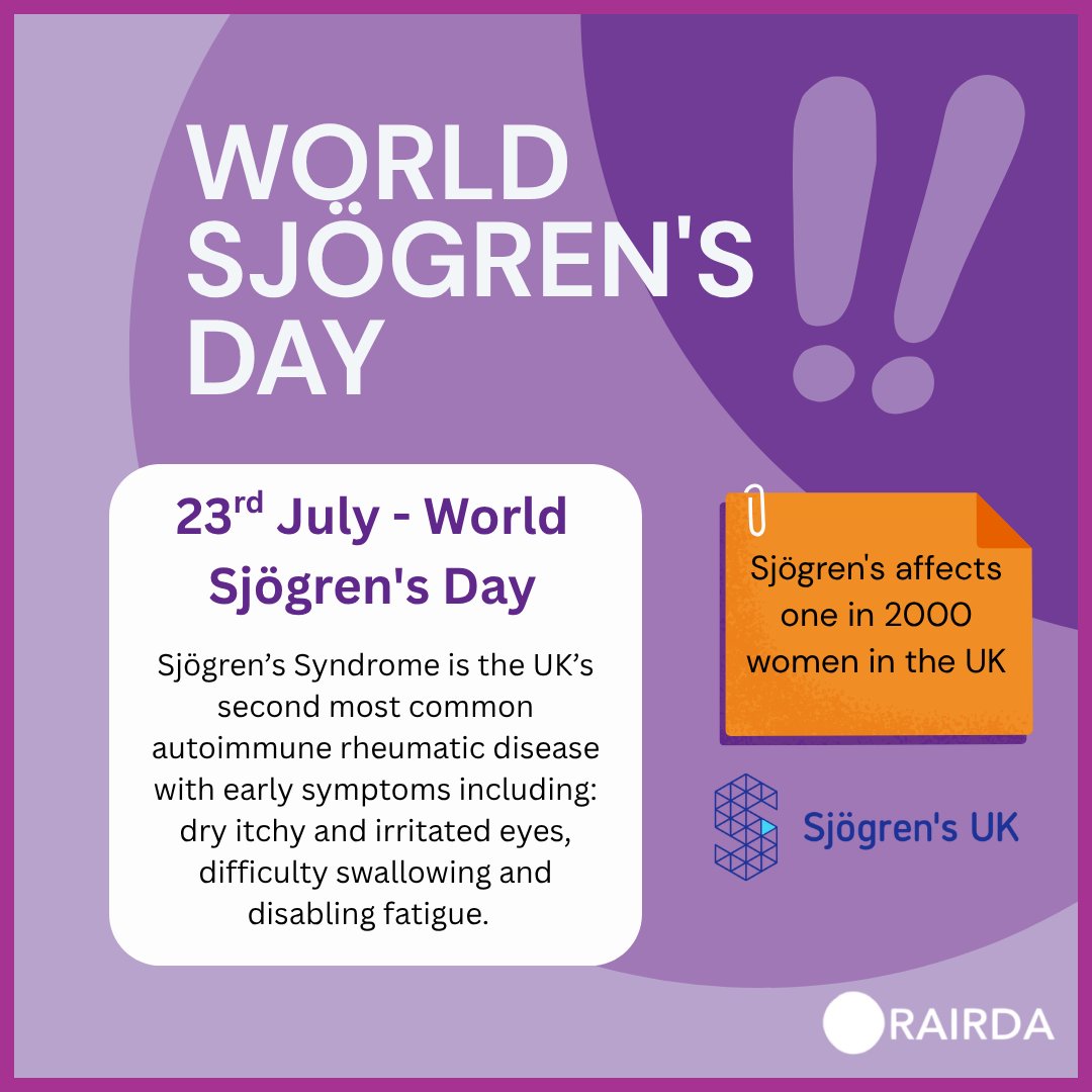RAIRDA (@rairda_org) on Twitter photo The 23rd July is World Sjögren's Day and focuses entirely on you! 📢Use #ProudWithSjögrens to join the conversation and learn more about <a href="/SjogrensUK/">Sjögren's UK</a> and ways you can support on their website ➡️sjogrensuk.org The 23rd July is World Sjögren's Day and focuses entirely on you! 📢Use #ProudWithSjögrens to join the conversation and learn more about <a href="/SjogrensUK/">Sjögren's UK</a> and ways you can support on their website ➡️sjogrensuk.org