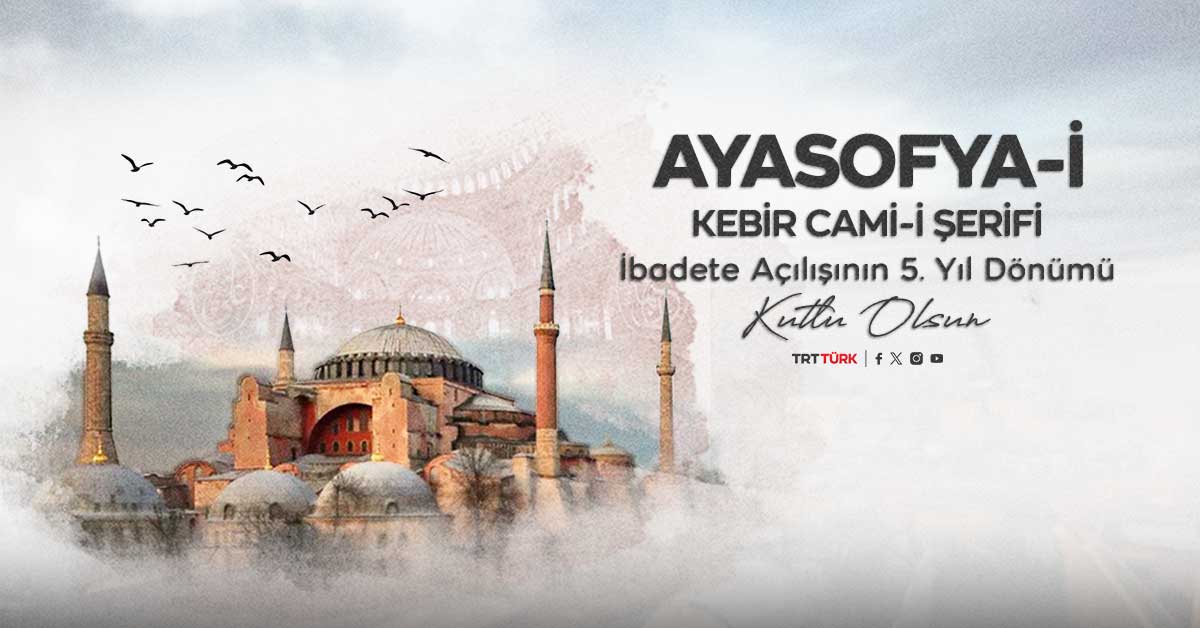 Ayasofya-i Kebir Cami-i Şerifi’nin ibadete açılışının 5. yıl dönümü kutlu olsun.
#Ayasofya