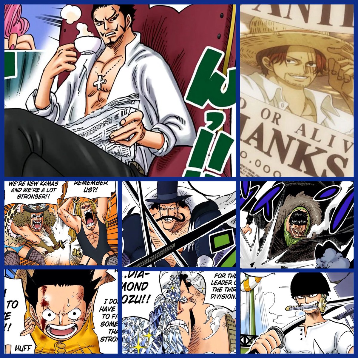 Opponents            Vs      Oppenents 
Shanks fought                  Mihawk fought 😭