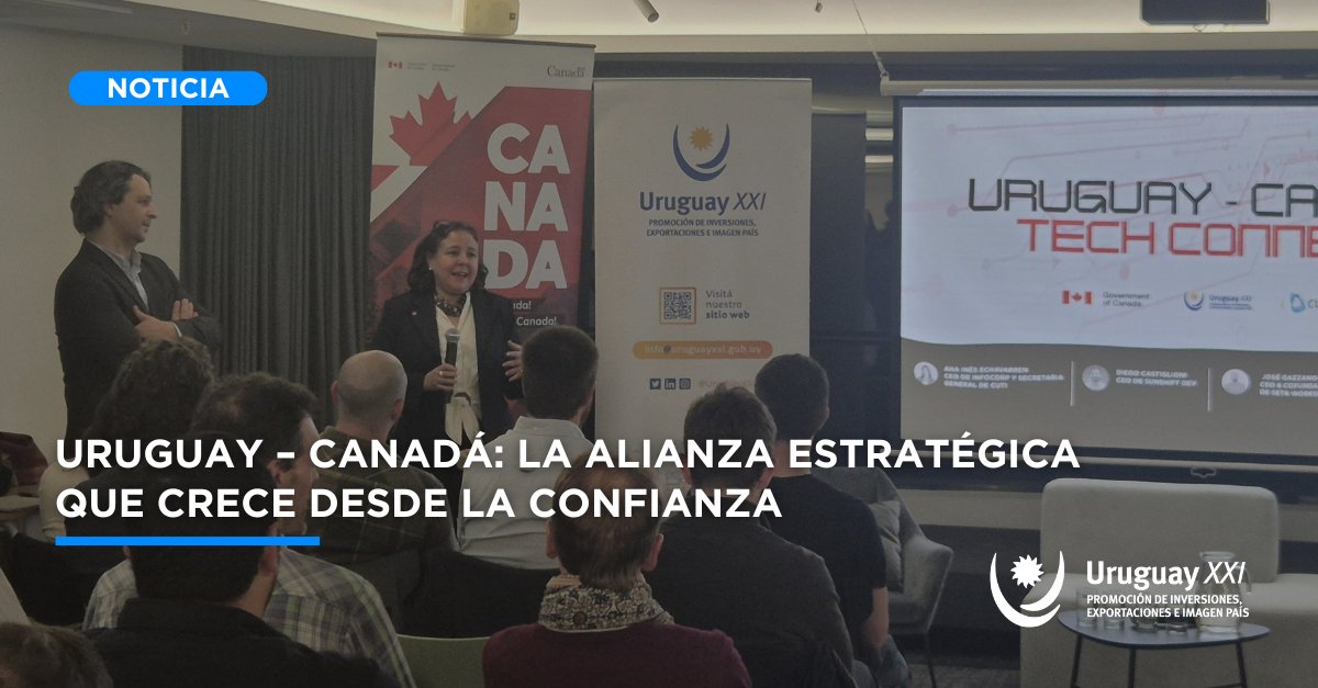 Uruguay y Canadá fortalecen su vínculo estratégico. Así lo reflejó Uruguay – Canadá Tech Connect, un evento realizado en Cubo Itaú, organizado por la Embajada de Canadá en Uruguay, #UruguayXXI y la <a href="/CutiUy/">Cuti</a> .

Noticia completa aquí ➡️ bit.ly/3IGNrJ6