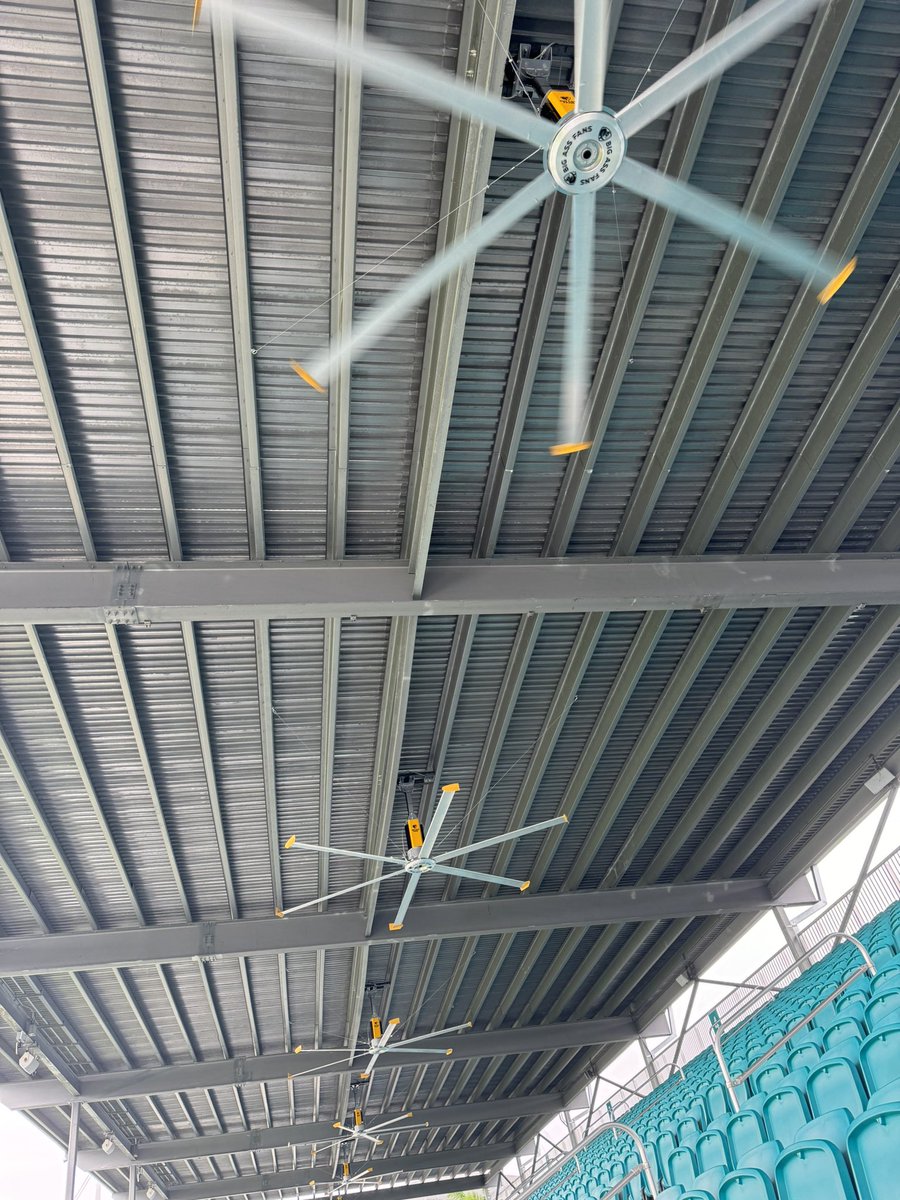 The Dolphins have installed fans in the stands for training camp.