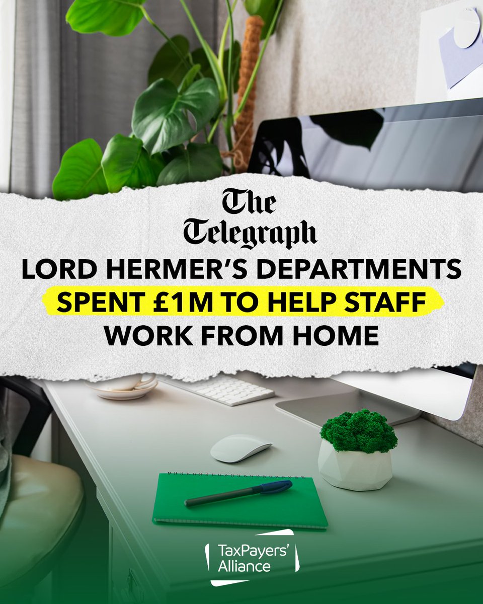 the_tpa's tweet image. We’re still bankrolling a work-from-home culture in Whitehall 😠
While families face squeezed services and record-high taxes, officials are busy kitting out home offices at their expense - how nice for them🙄
telegraph.co.uk/news/2025/07/1…