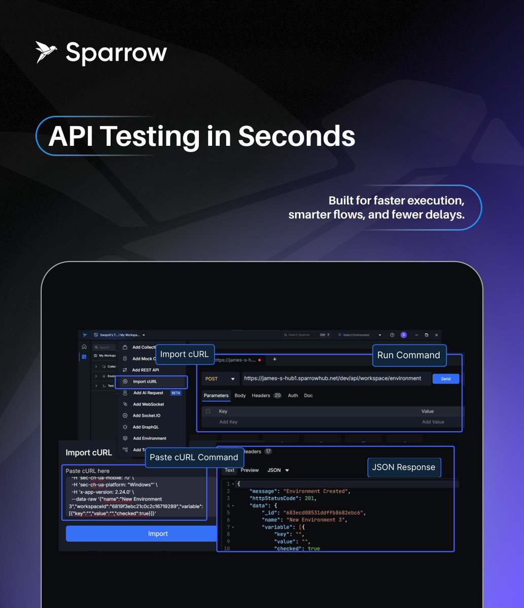 Sparrow_API's tweet image. Streamlined UI. Essential features. Engineered for devs who move fast.
From AI-generated code snippets to TestFlow creation and seamless collaboration—Sparrow is your new favorite API playground.
Visit - sparrowapp.dev
#APITesting #Developers #API #Tools #ProductHunt