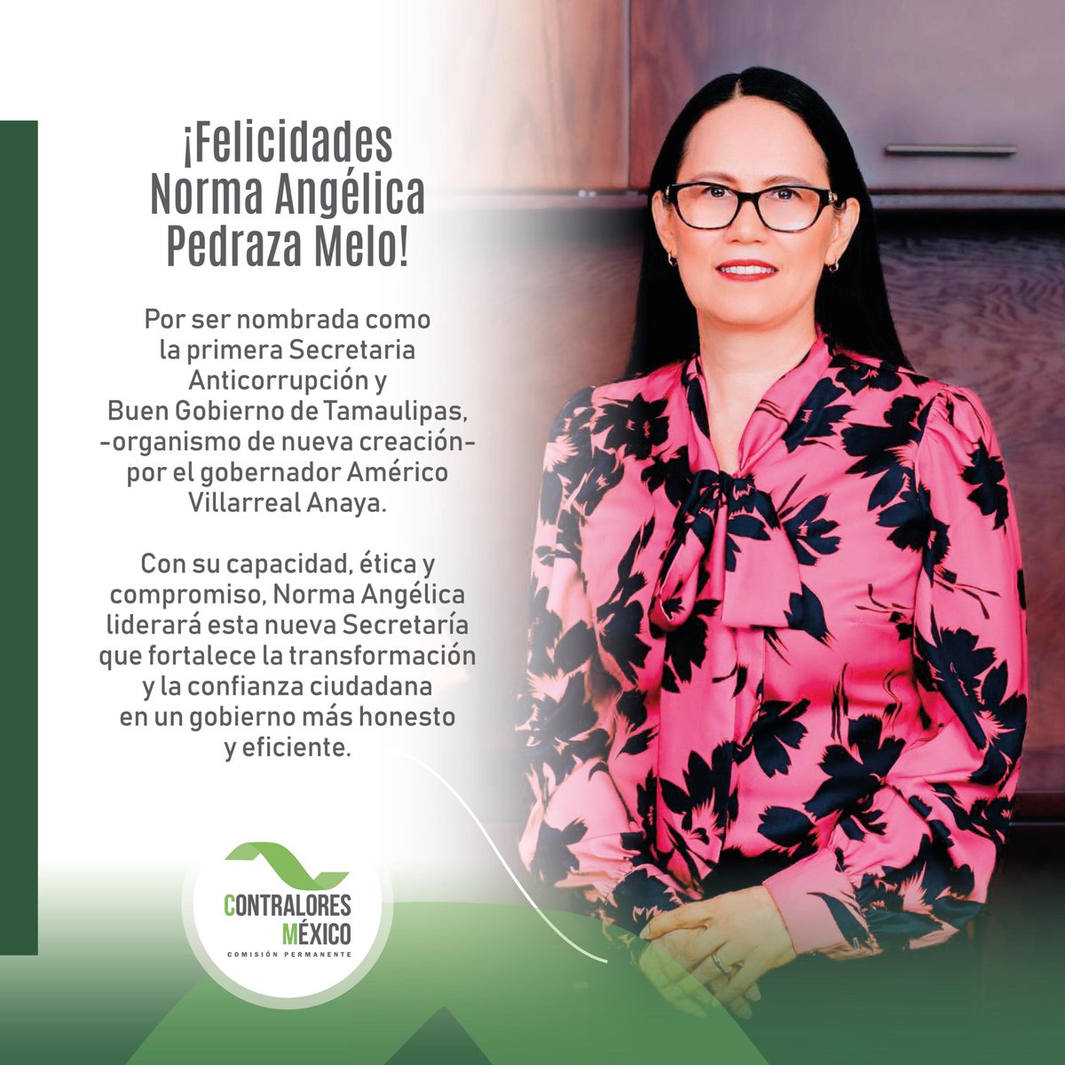 Desde Contralores MX felicitamos y reconocemos la creación de la Secretaría Anticorrupción y Buen Gobierno de #Tamaulipas, un paso firme y necesario en la lucha contra la corrupción y la construcción de instituciones más transparentes.

Extendemos nuestras felicitaciones a Norma