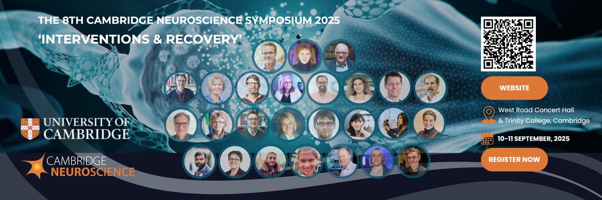 CamNeuro's tweet image. REGISTER NOW for our 8th Cam Neuro Symposium: Interventions and Recovery on 10-11th Sep 2025🧠
 
Join us as a delegate or become one of our sponsors🌟
 
Find out more here: bit.ly/46QQ1WG or contact us at coordinator@neuroscience.cam.ac.uk 📩