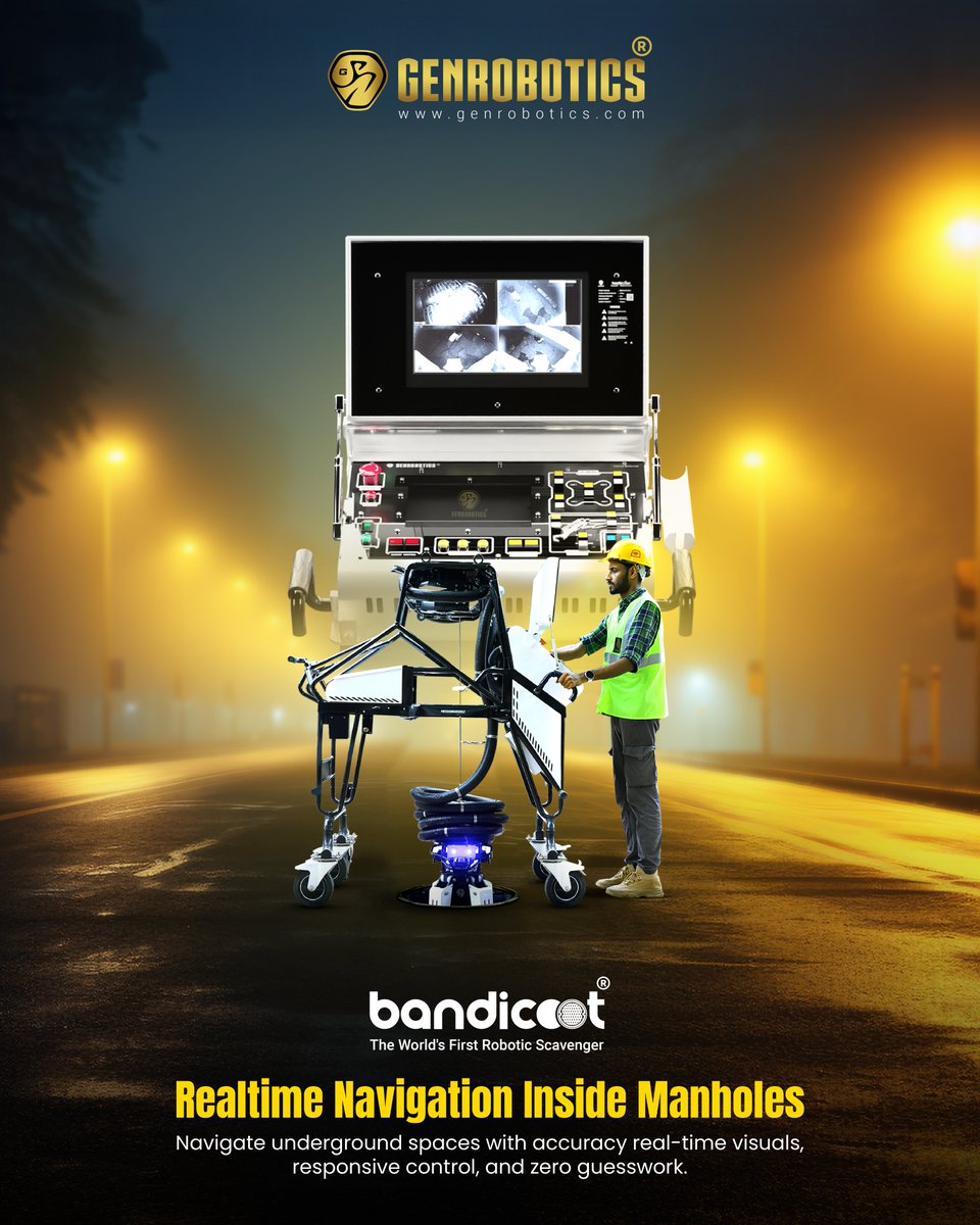 🧠 Sanitation meets situational awareness

🤖 Bandicoot cleans manholes safely, by streaming live video from inside, creating an accurate underground map, and allowing full remote control, so humans never need to enter.

🚫 It's time to end manual scavenging—for good. Be part of