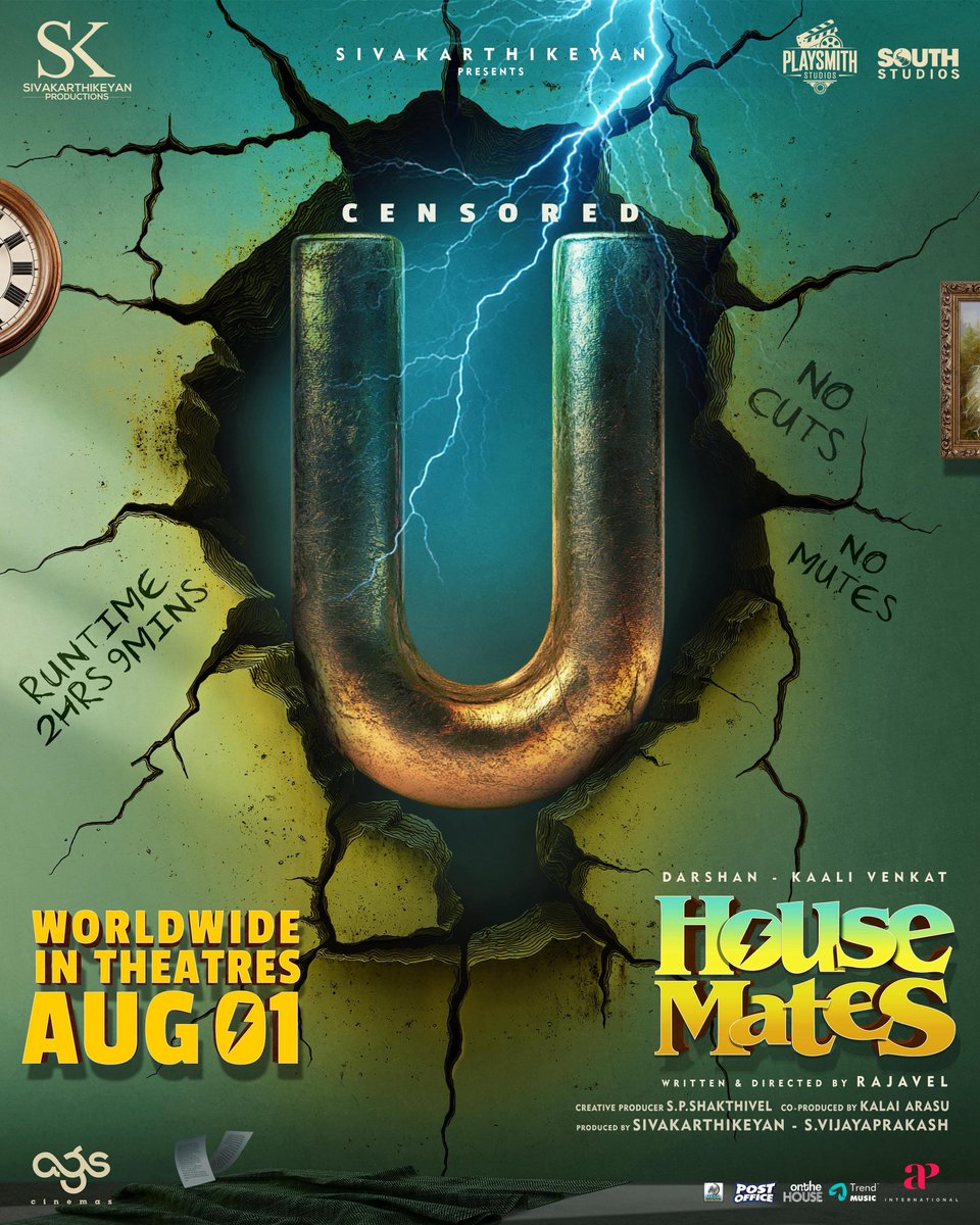 Certified clean, crisp &amp; full of fun! ✅🎉🤩 #HouseMates is censored with a clean U – No cuts, No mutes!

Runtime: 2 hours 9 min

#HousematesFromAug1 🥰