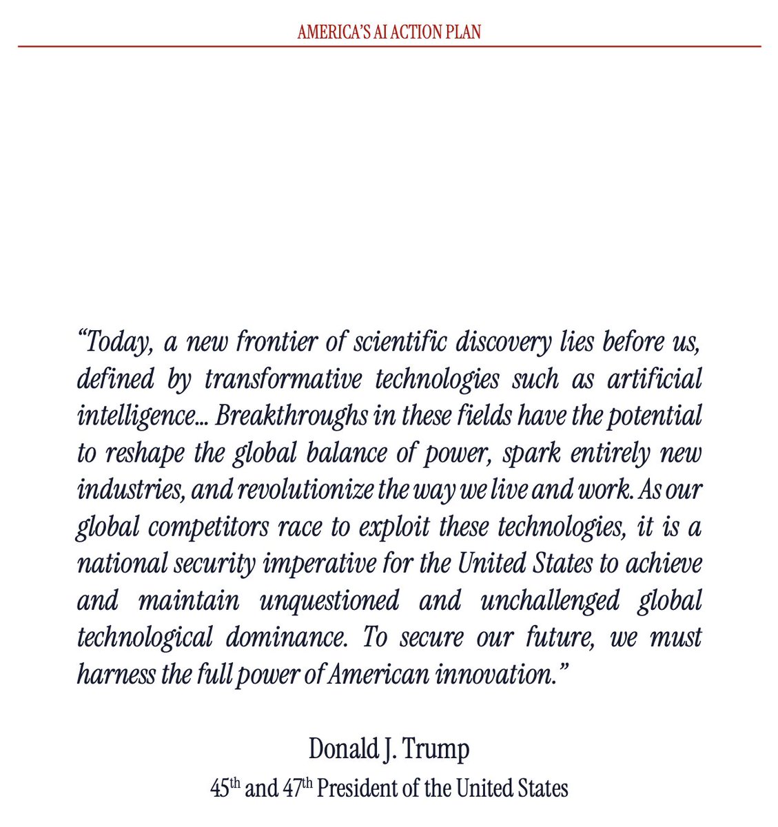The Admin's AI Action Plan is silent on "copyright" issues in AI per se but makes clear before page 1 that preserving our leadership in "transformative technologies" is a "national security imperative." Two fed courts just held that gen AI is "spectacularly transformative". 🎤🔥