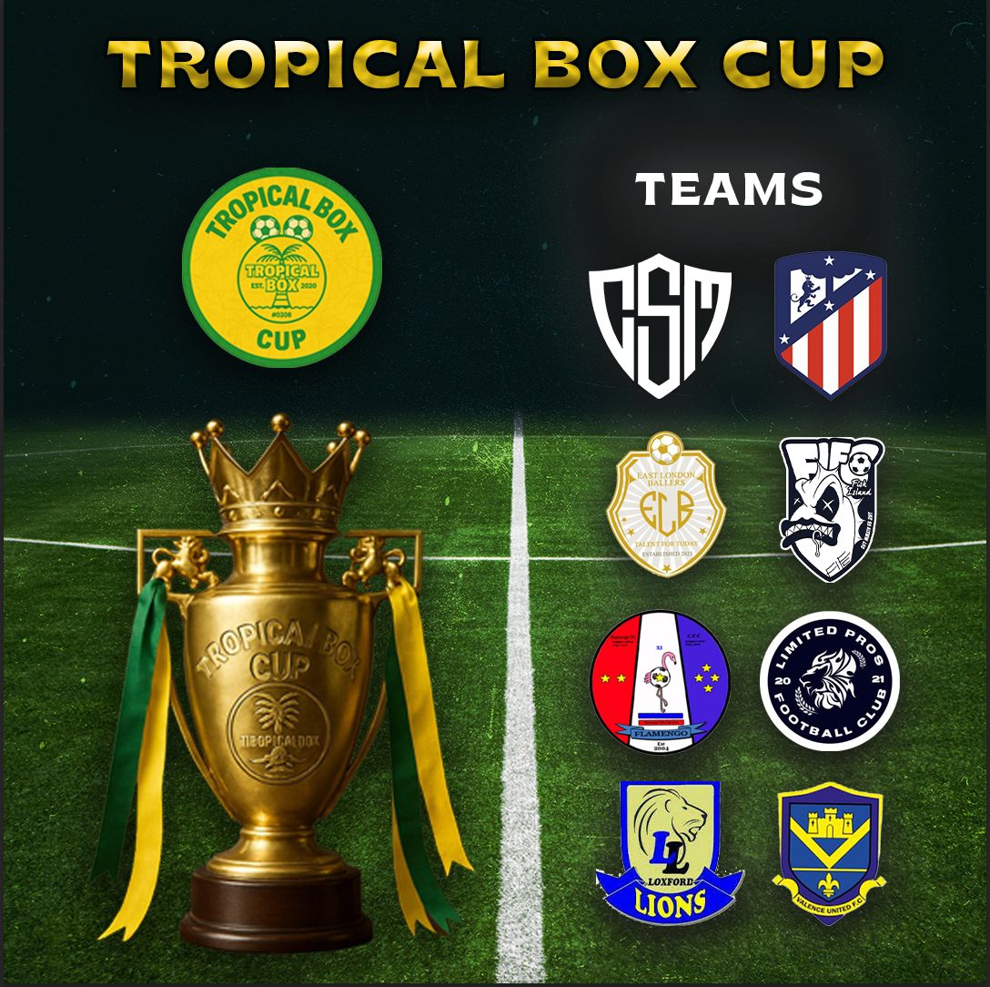 CSMLondonFC's tweet image. ☀️ @tropicalboxuk Cup returns!
🍍This year we go bigger with 8 Sunday teams involved in August!
⚽ @EastLB2023 XI, Flamengo, Loxford Lions, @Athleticnewham Sunday, @LimitedPros, @Fish_Isl_FC, @ValenceUtdC let's go!
#CSM #TogetherThroughFootball