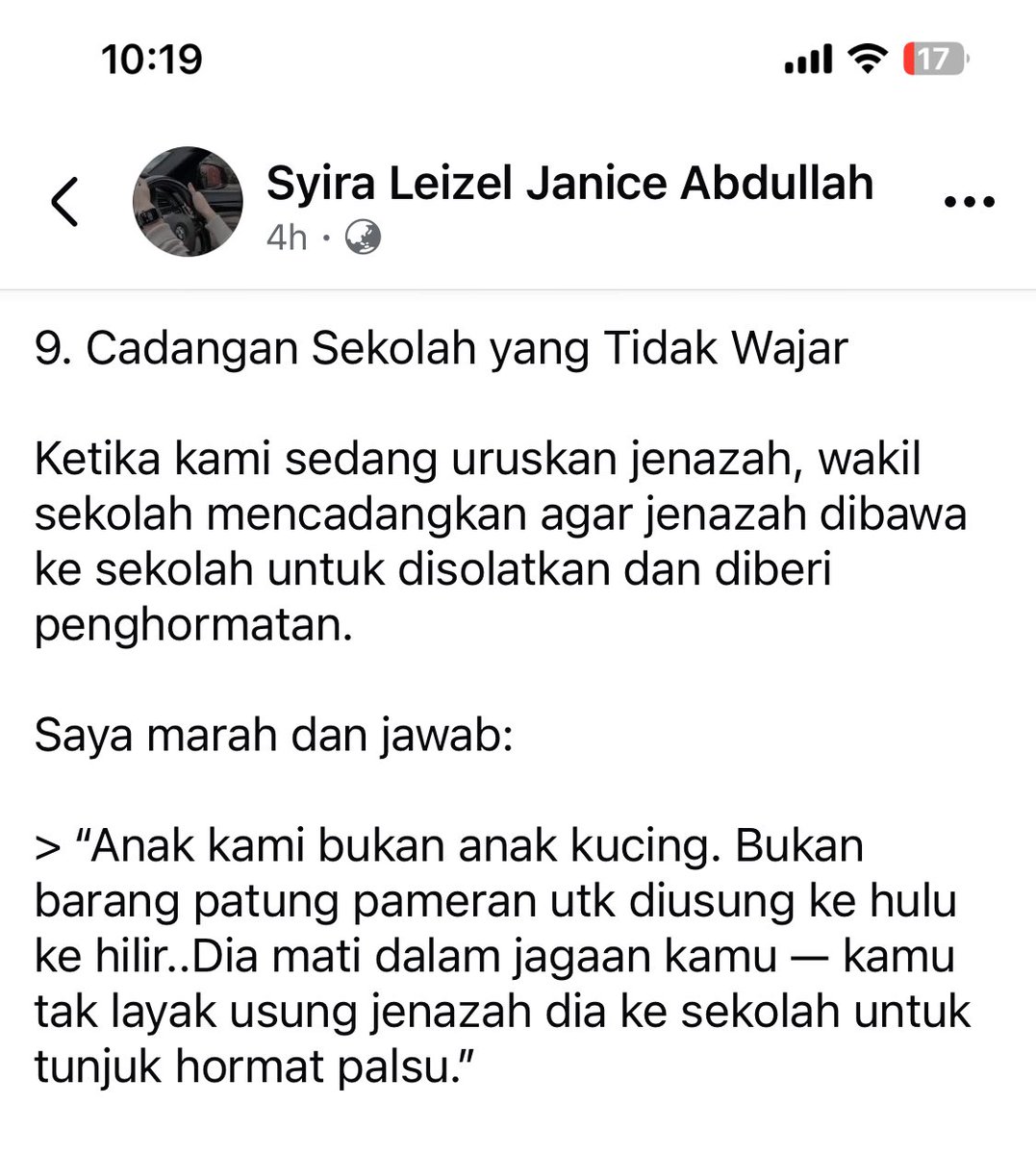 Full Story by close relative to Zara

Read here. facebook.com/share/1BSykk2B…

Freshly posted 4H ago

TW: its a soul crusher. Also typical incompetence, lackadaisical of all involved from top to bottom

Justice must prevails. Suicide or Homicide? Truth must prevails, and not merely