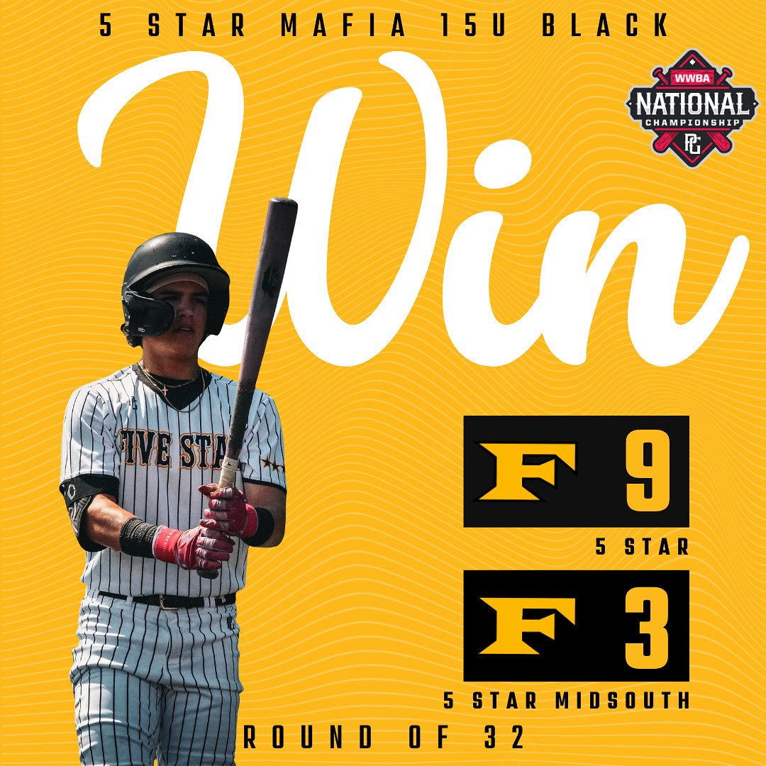 5starnational's tweet image. Great game on both sides!
G7 15u WWBA National Championship
#MAFIABASEBALL | #winnerswin