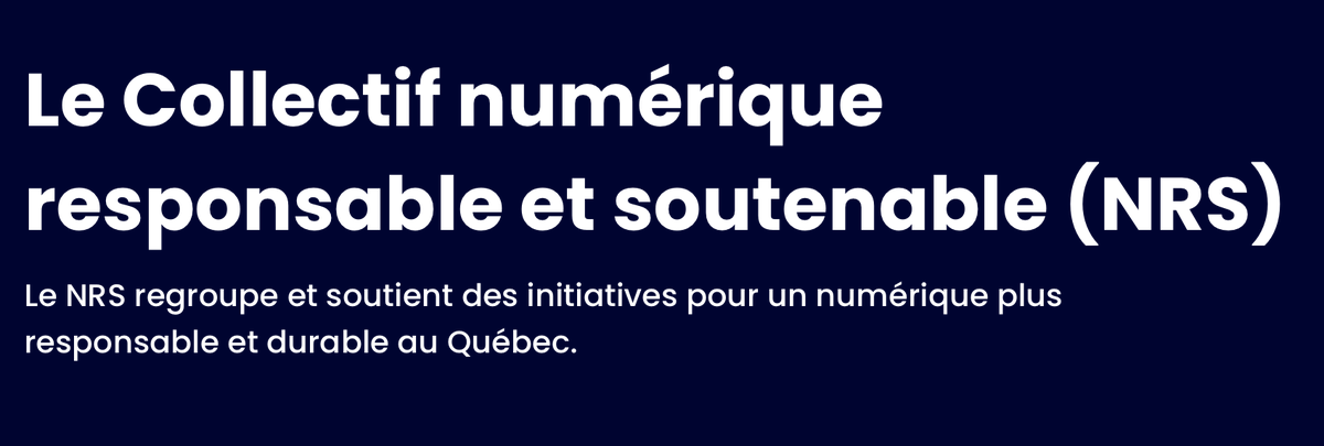 Le Numérique Responsable est aussi présent au Canada avec le Collectif numérique responsable et soutenable (NRS), association créée en 2023.
numerique-responsable.ca