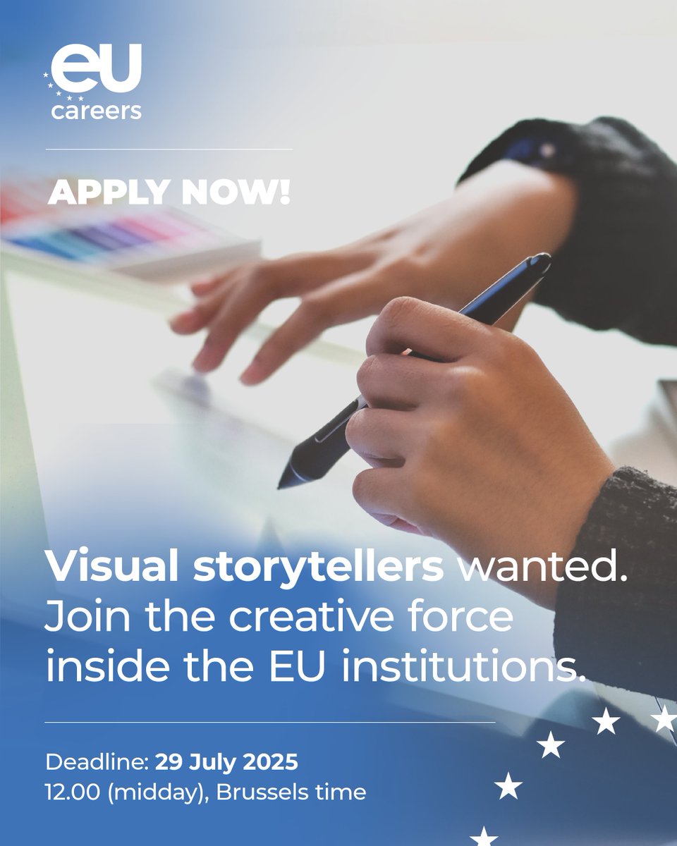 🟦 The EU Institutions need visual storytellers with experience, technical knowledge, good communication skills and commitment
🎬 Do you have the drive and meet the requirements, then apply... but no later than 29 July🏃
📢 For details > bit.ly/4kW5o4I